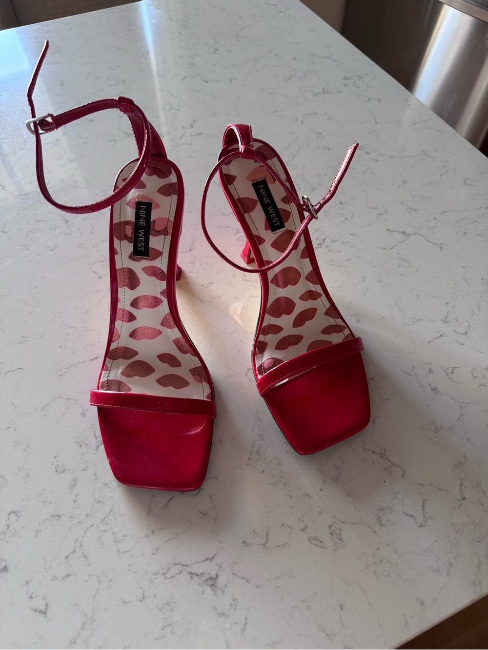 Nine West Women's Red Ankle-Strap Sandals ripe